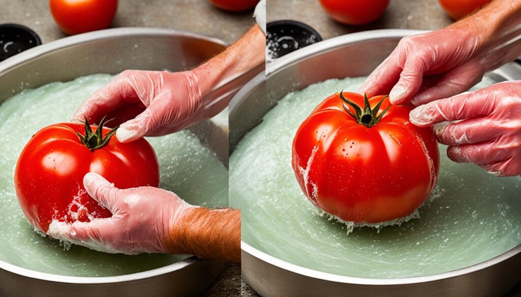 Tomaten waschen und schälen