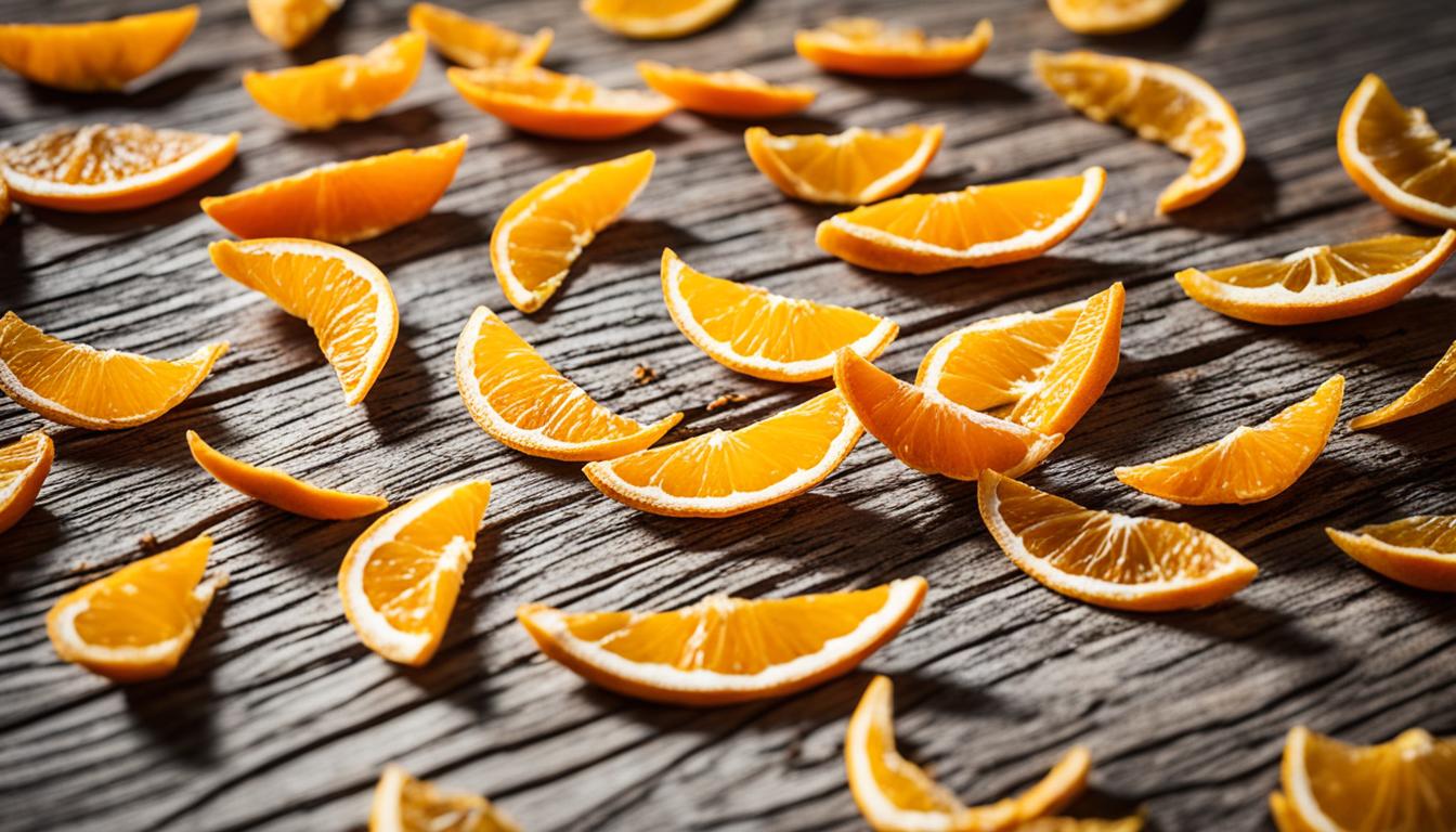 Orangenschalen trocknen